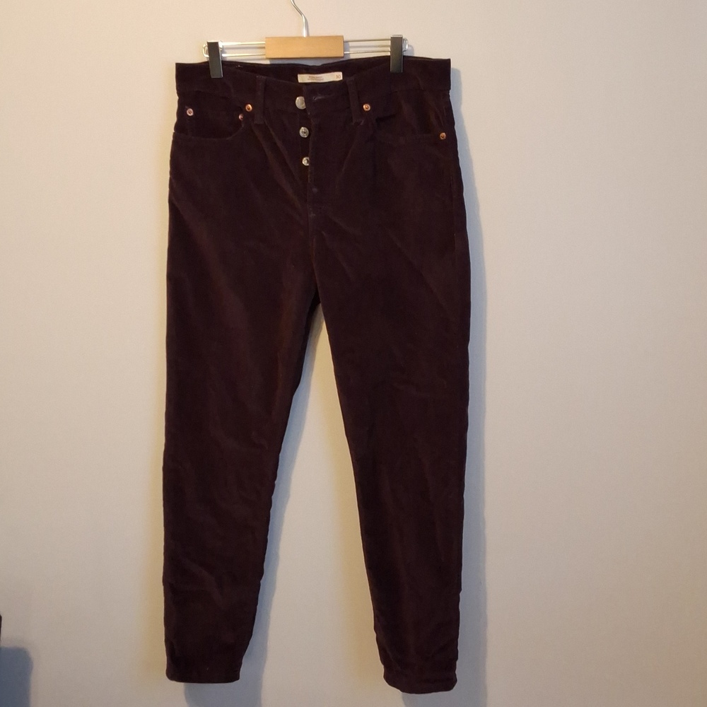 Levi's Plum Velvet Button Fly Pants